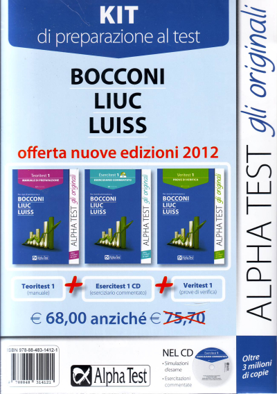 Kit di preparazione per i test Bocconi Liuc Luiss - Offerta nuove edizioni 2012